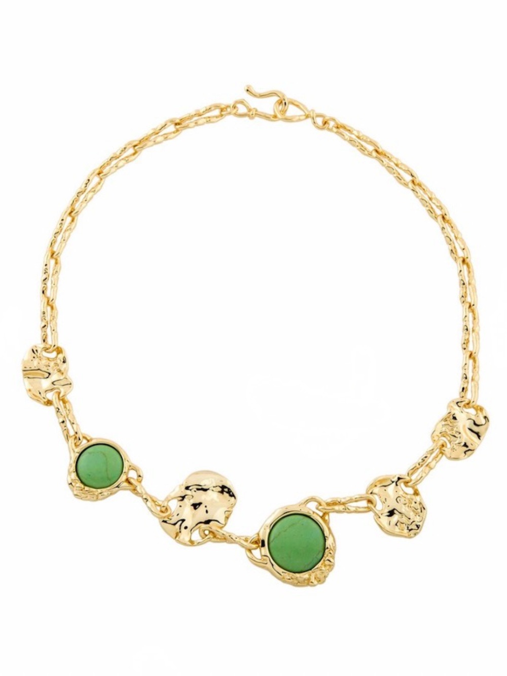 NEW Alexis Bittar Brut Mojave Coin Choker Necklace Green Gold SB07
